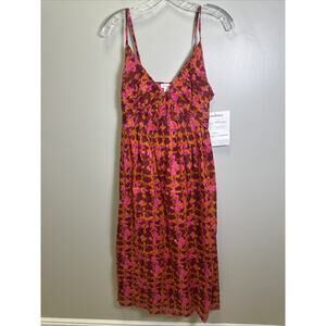 Sundance Maxi‎ Dress S Pink Vibrant Print Coquette Festival Beachy